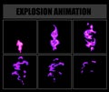 Fire animation sprites, vector flame video frames for game design Royalty Free Stock Photo