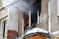 Fire in an apartment building. Royalty Free Stock Photo