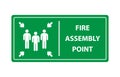 Fire assembly point sign, gathering point signboard, emergency evacuation vector for graphic design, logo, website, social media, Royalty Free Stock Photo