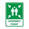 Fire assembly point sign, gathering point signboard, emergency evacuation vector for graphic design, logo, website, social media, Royalty Free Stock Photo