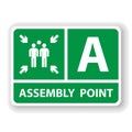 Fire assembly point sign, gathering point signboard, emergency evacuation vector for graphic design, logo, website, social media, Royalty Free Stock Photo