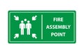 Fire assembly point sign, gathering point signboard, emergency evacuation vector for graphic design, logo, web site, social media Royalty Free Stock Photo