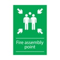 Fire assembly point sign, gathering point signboard, emergency evacuation vector for graphic design, logo, web site, social media Royalty Free Stock Photo