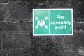 Fire assembly point sign at workplace car park