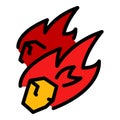 Fire asteroids icon color outline vector