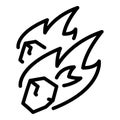 Fire asteroids icon, outline style