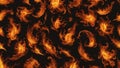 fire background A black background with yellow and orange fire flames burning in the center Royalty Free Stock Photo