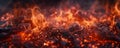 A fire background featuring glowing embers and smoldering coals, with soft, flickering flames Royalty Free Stock Photo