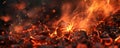 A fire background featuring glowing embers and smoldering coals, with soft, flickering flames Royalty Free Stock Photo