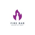 Fire and bar negative space logo design Royalty Free Stock Photo