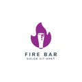 Fire and bar negative space logo design Royalty Free Stock Photo