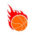 Fire basketball. Flame ball. Emblem game sport team