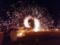 Fire beach night show samui Royalty Free Stock Photo