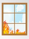 Fire behind the window