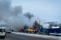 Fire on the big market. Chernivtsi, ukraine. Kalinka market