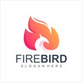 Fire bird logo design vector illustration Royalty Free Stock Photo