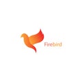 Fire bird logo simple color. vector design Royalty Free Stock Photo