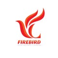 Fire Bird - vector logo template concept illustration. Abstract flame creative sign. Phoenix mytphology symbol. Design element Royalty Free Stock Photo