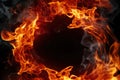 Fire on black. Fire frame abstract fiery background. Royalty Free Stock Photo
