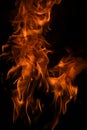 Fire blaze flames on black background. Fire burn flame isolated, abstract texture. Flaming explosion with burning effect Royalty Free Stock Photo