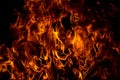 Fire blaze flames on black background. Fire burn flame isolated, abstract texture. Flaming explosion with burning effect Royalty Free Stock Photo