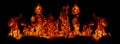 Fire blaze flames on black background. Fire burn flame isolated, abstract texture. Flaming explosion effect with burning Royalty Free Stock Photo