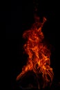 Fire blaze flames on black background. Fire burn flame isolated, abstract texture. Flaming explosion effect with burning Royalty Free Stock Photo