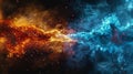 Fire and Blue Flames on Black Background Royalty Free Stock Photo
