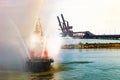Fire boat show Royalty Free Stock Photo
