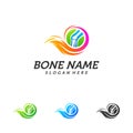 Fire Bone logo design template. Concept Vector of human body health. Emblem symbol Icon