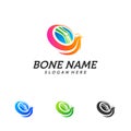 Fire Bone logo design template. Concept Vector of human body health. Emblem symbol Icon