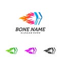 Fire Bone logo design template. Concept Vector of human body health. Emblem symbol Icon