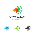 Fire Bone logo design template. Concept Vector of human body health. Emblem symbol Icon