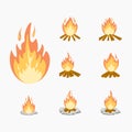 Fire in Bonfire fiery flame bright fireball flames of different shapes burns