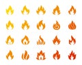 Fire bonfire flame silhouette icon vector set