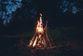 Fire - bonfire in the garden - Camping and tents