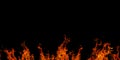 fire border with empty space.Burning Flames on Black Background. fiery flames of a dark black background,dramatic fire Royalty Free Stock Photo