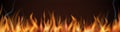 Fire border. Horizontal realistic flame seamless pattern Royalty Free Stock Photo