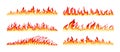 Fire borders on white Royalty Free Stock Photo