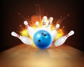 Fire Bowling Strike Composition Royalty Free Stock Photo