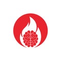 Fire brain vector logo design vector. Royalty Free Stock Photo
