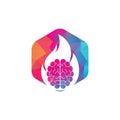 Fire brain vector logo design vector. Royalty Free Stock Photo