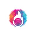 Fire brain vector logo design vector. Royalty Free Stock Photo