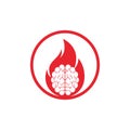 Fire brain vector logo design vector. Royalty Free Stock Photo