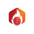 Fire brain vector logo design vector. Royalty Free Stock Photo