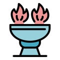 Fire brazier icon color outline vector Royalty Free Stock Photo