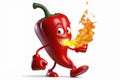 fire breather 3d character red hot pepper isolated on solid white background. ai generative Royalty Free Stock Photo