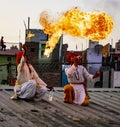 Fire breather demonstrates his skill