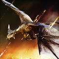 Fire breathing dragon rushing in for another attack. Royalty Free Stock Photo