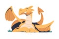 Fire Breathing Dragon with Tail and Wing as Fairytale Character Vector Illustration Royalty Free Stock Photo